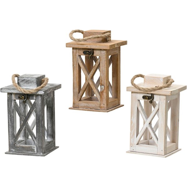 Farolillo decorativo de madera de abeto, colores surtidos 11 x 11 x 18,5 cm