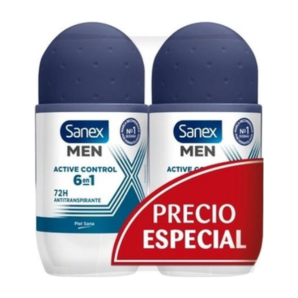 Sanex Men Active control 6en1 desodorante 72h roll-on 50ml duplo